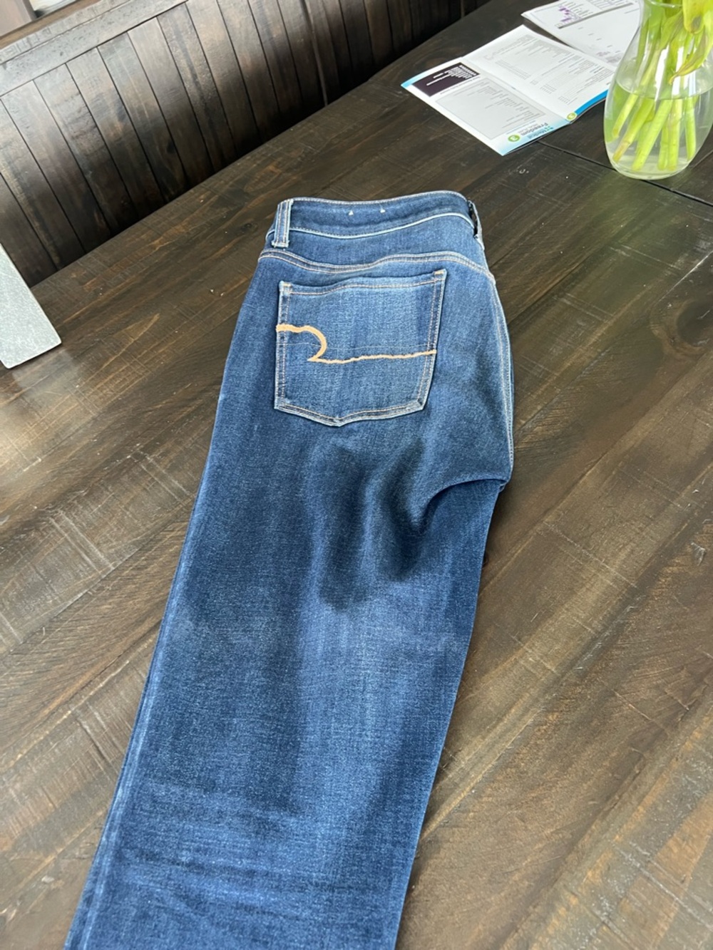 Classic Dark Wash Straight Leg Jeans-American Eagle Women’s size 14 - Picture 2 of 9